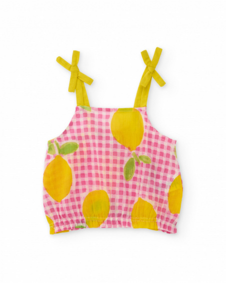 Ensemble fille en tissu chaîne et trame avec motif de citrons