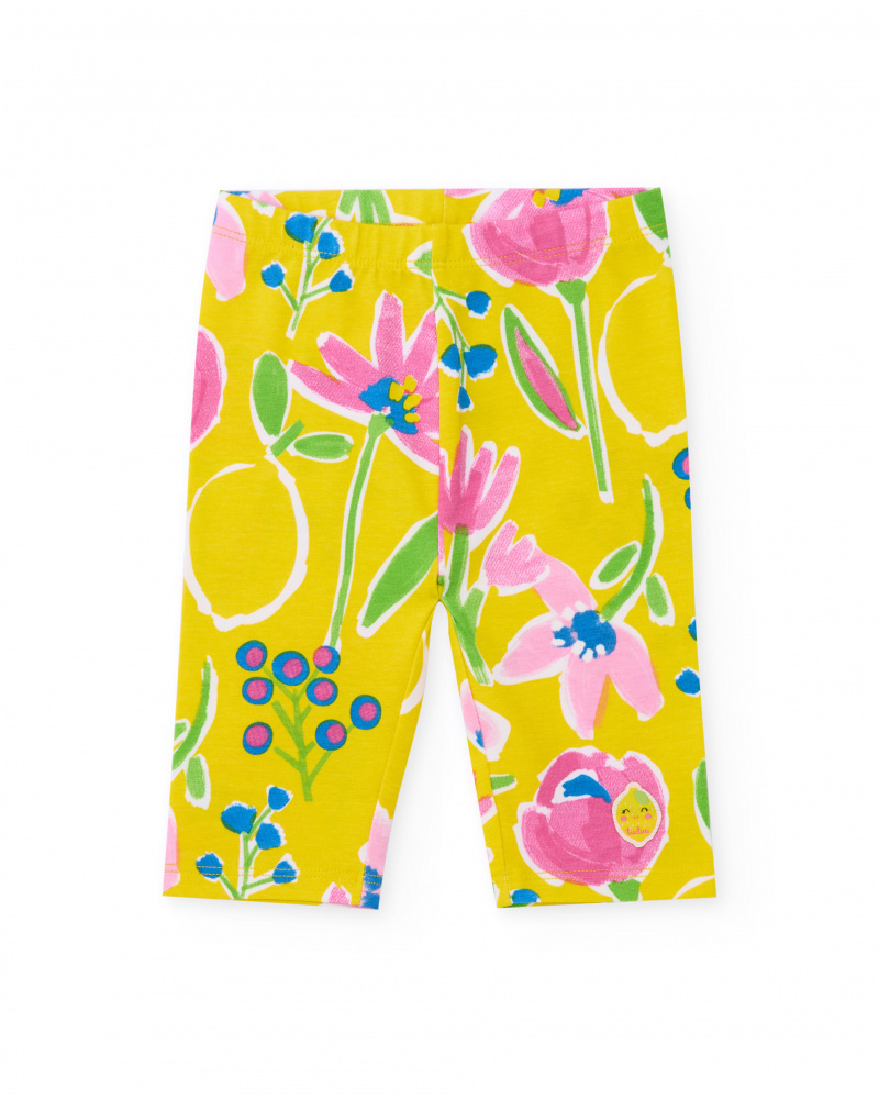 Legging fille en maille avec imprimé floral