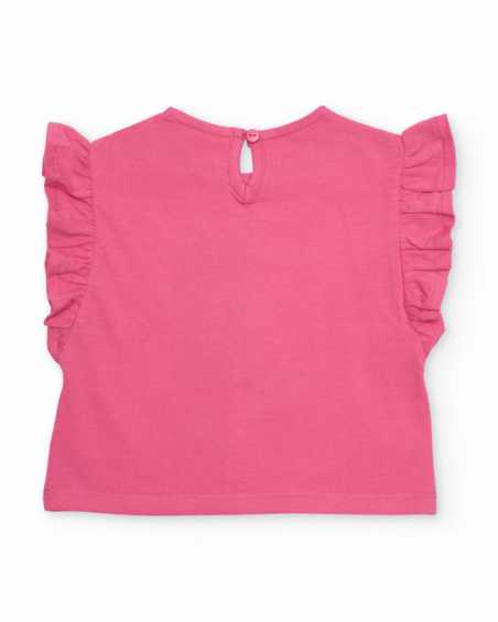T-shirt fille en maille avec fleur en relief