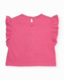 T-shirt fille en maille avec fleur en relief