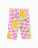 Legging fille en maille sur fond vichy