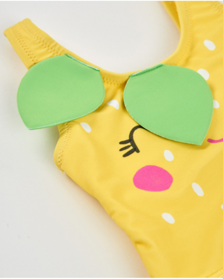 Maillot de bain fille en maille avec feuilles en relief