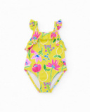 Maillot de bain fille en maille avec volants aux bretelles