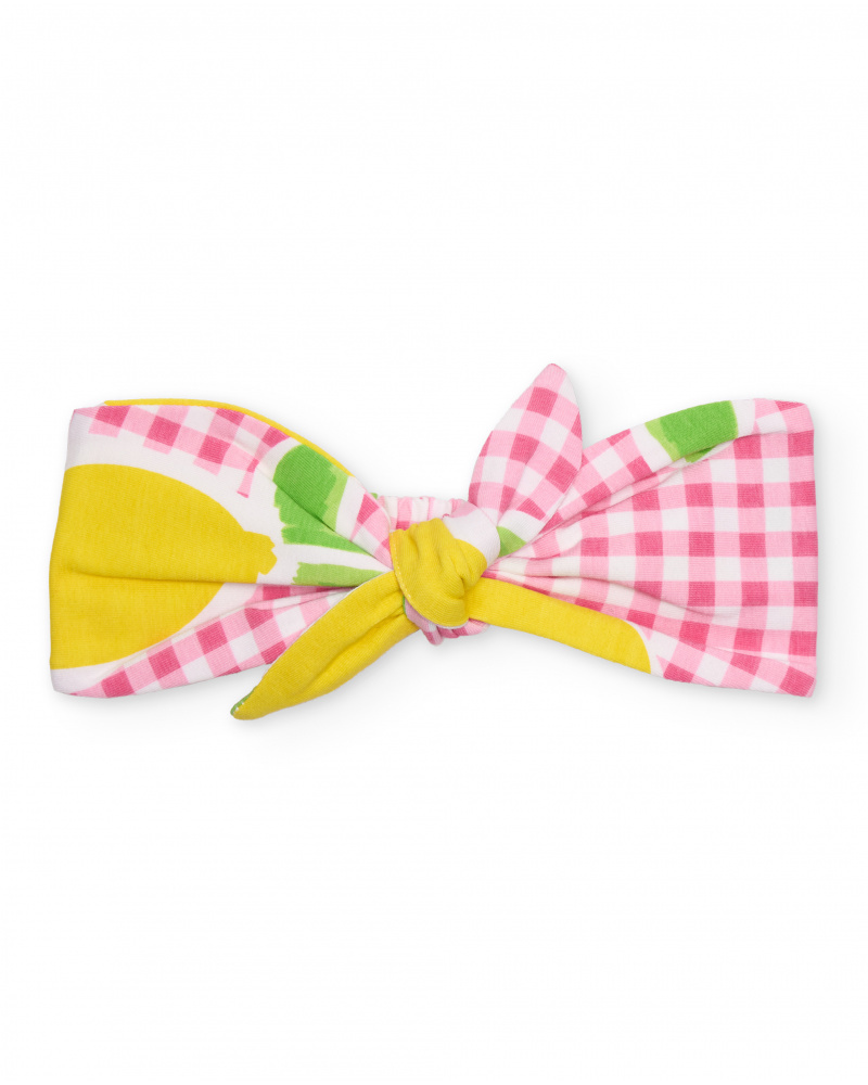 Bandeau fille en maille avec imprimé vichy