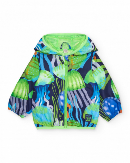 Veste garçon en tissu chaîne et trame avec fermeture éclair