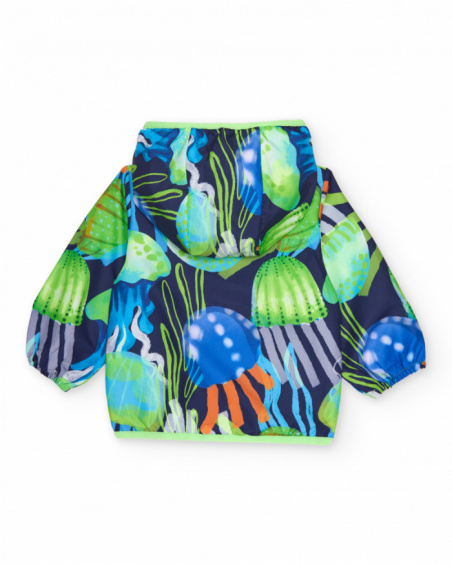 Veste garçon en tissu chaîne et trame avec fermeture éclair