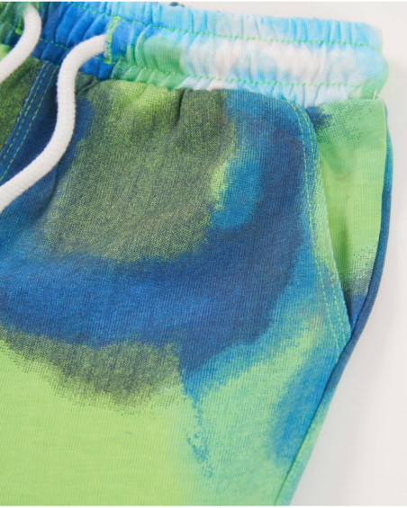 Bermuda garçon en maille avec effet aquarelle