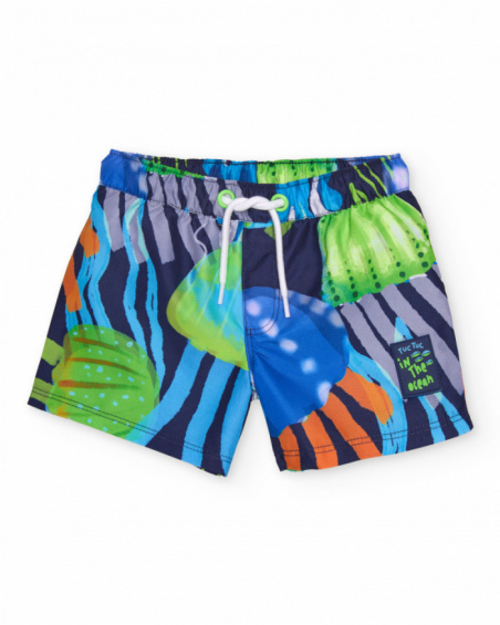 Short de bain garçon en tissu chaîne et trame à séchage rapide