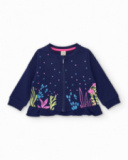 Sweat-shirt fille en maille avec volant au bas