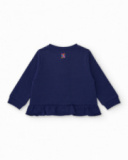 Sweat-shirt fille en maille avec volant au bas