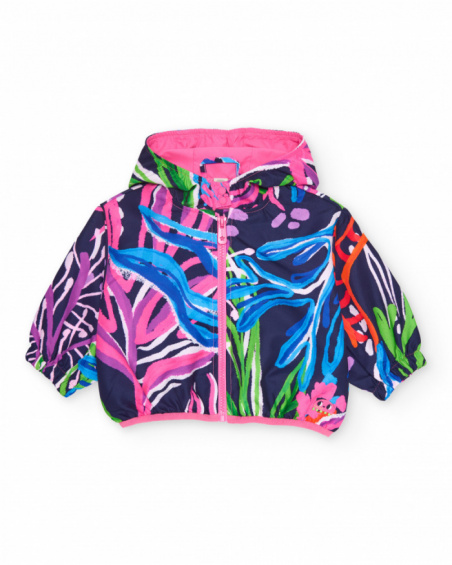 Veste fille en tissu chaîne et trame avec capuche