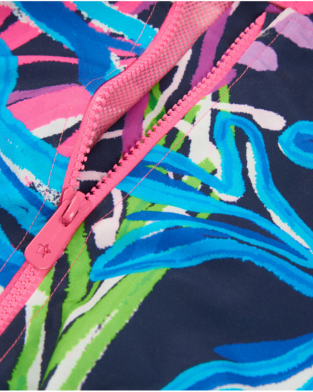 Veste fille en tissu chaîne et trame avec capuche