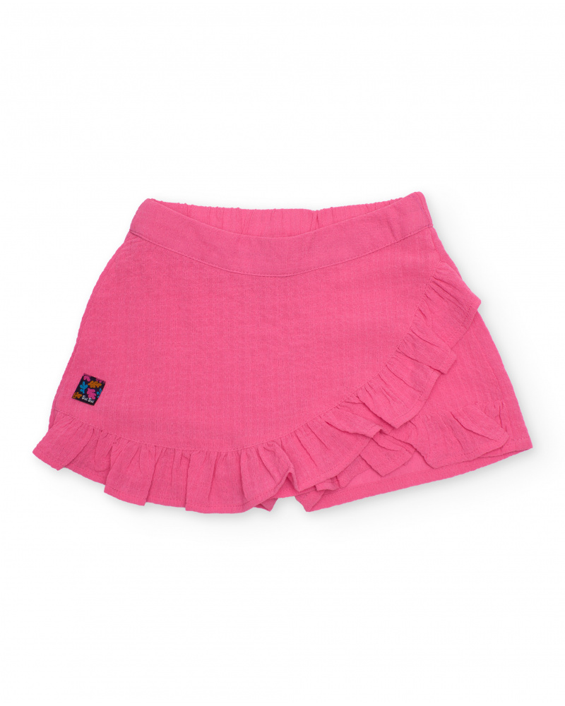 Jupe fille en tissu chaîne et trame avec design croisé