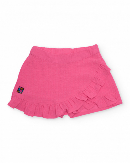 Jupe fille en tissu chaîne et trame avec design croisé