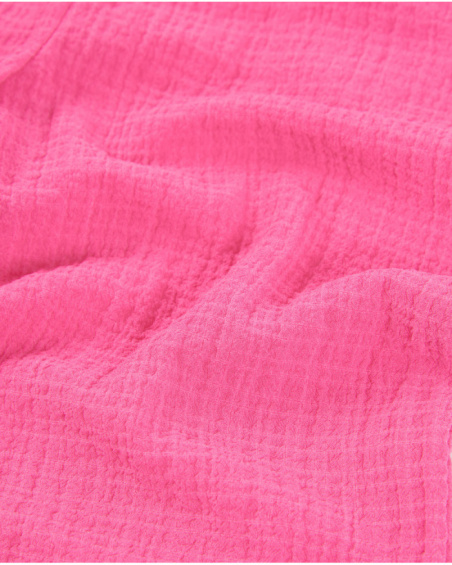 Pantalon fille en tissu chaîne et trame avec texture gaufrée