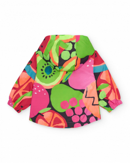 Veste fille en tissu chaîne et trame avec fermeture éclair