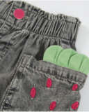 Jupe fille en tissu chaîne et trame en denim avec poches