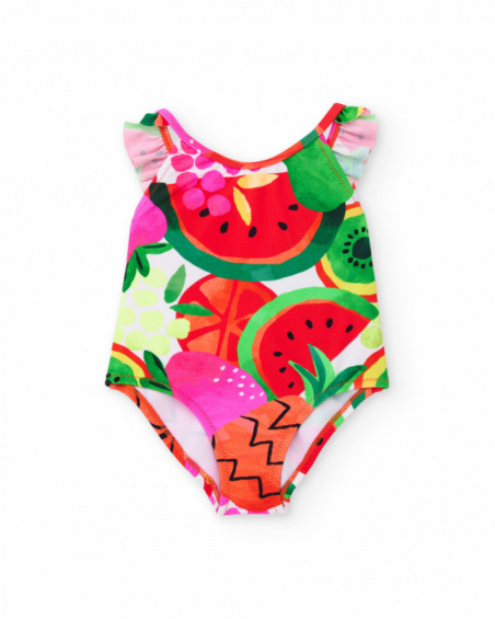 Maillot de bain fille en maille avec volants aux bretelles