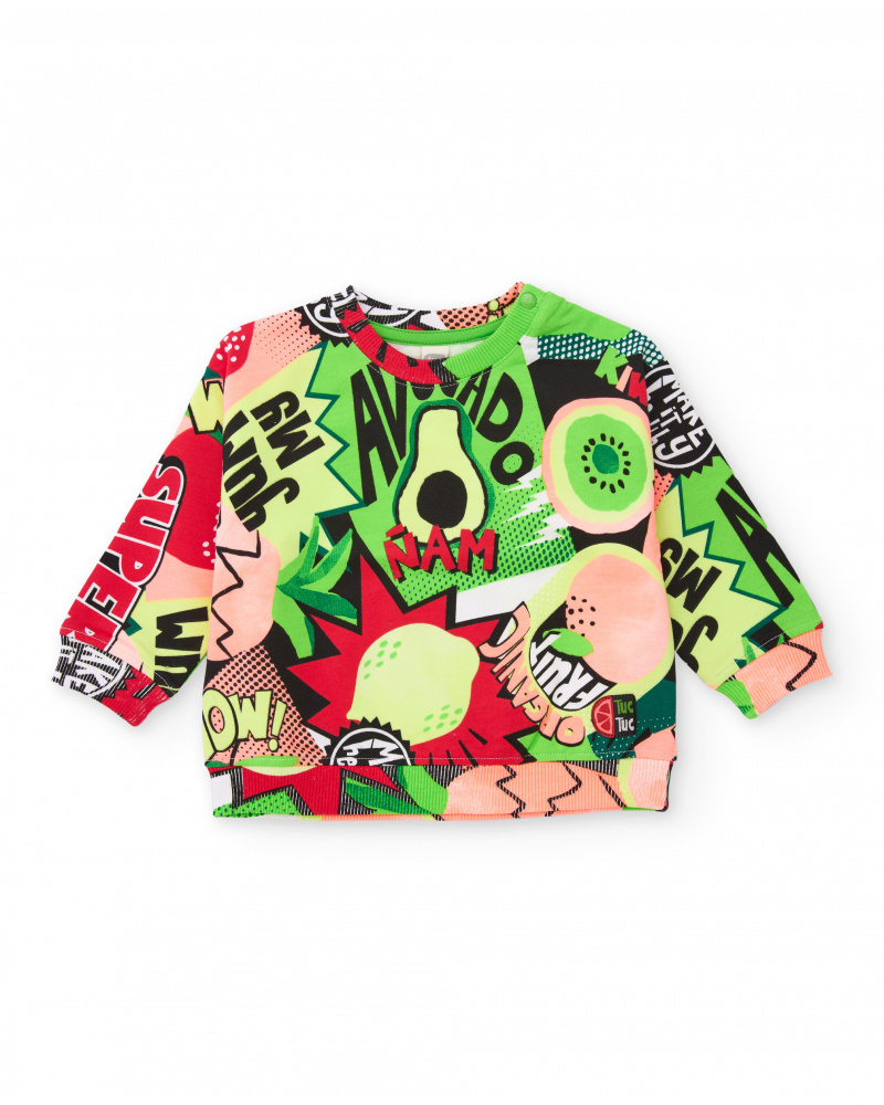 Sweat-shirt garçon en maille avec graphismes de bande dessinée