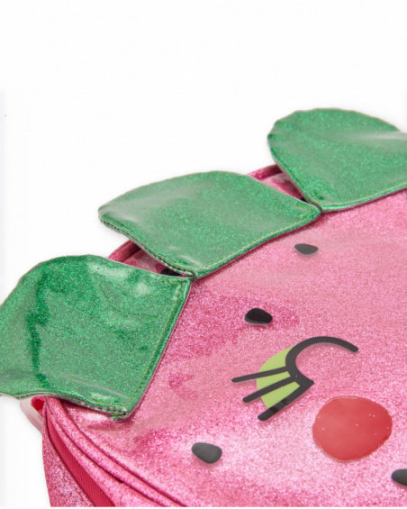 Sac à dos fille en tissu chaîne et trame avec finition brillante