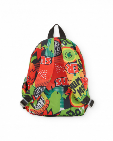 Sac à dos garçon en tissu chaîne et trame avec multiples poches