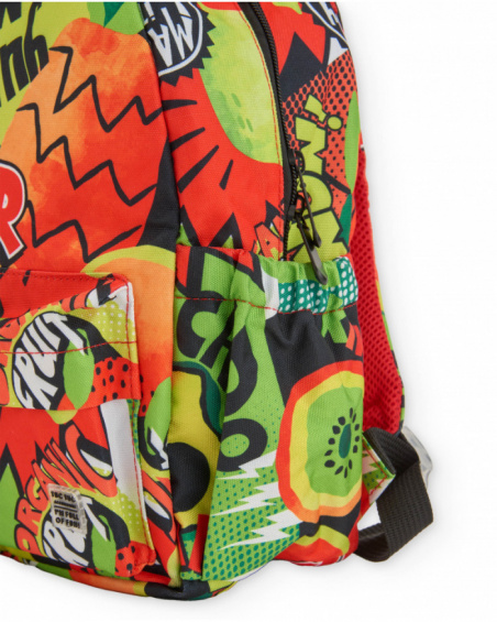 Sac à dos garçon en tissu chaîne et trame avec multiples poches