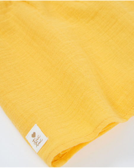 Jupe-culotte fille en tissu chaîne et trame avec design croisé