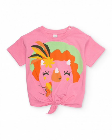 T-shirt fille en maille avec nœud sur le devant