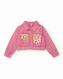 Veste fille en tissu chaîne et trame en denim doux