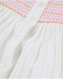 Robe fille en tissu chaîne et trame avec empiècement smocké