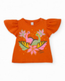 T-shirt fille en maille avec manches à volants