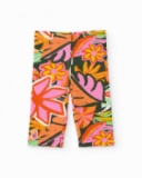 Legging fille en maille avec imprimé floral grand format