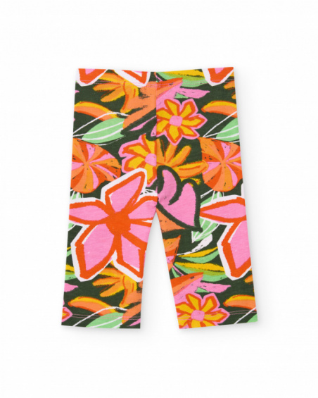 Legging fille en maille avec imprimé floral grand format