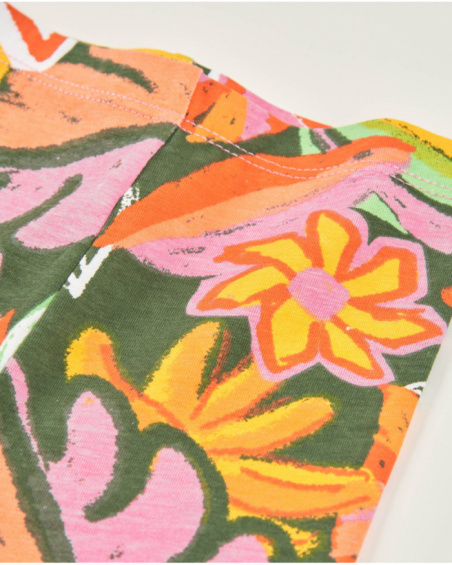 Legging fille en maille avec imprimé floral grand format