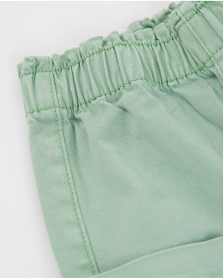 Pantalon fille en tissu chaîne et trame style cargo