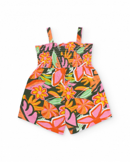 Combinaison fille en maille avec buste froncé