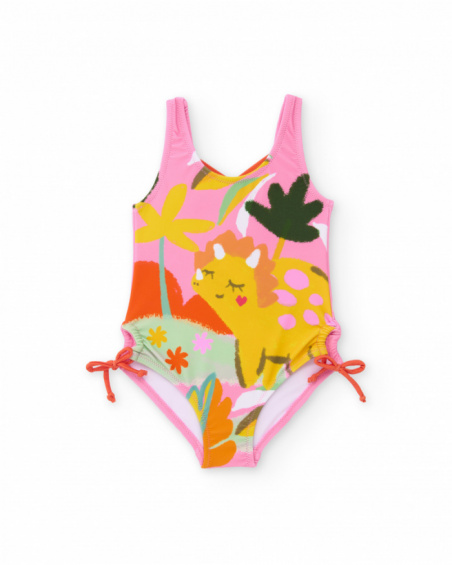 Maillot de bain fille en maille avec nœuds sur les côtés