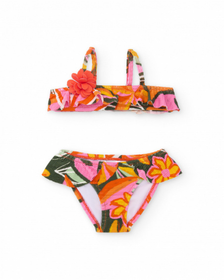 Bikini fille en maille avec détail floral en relief