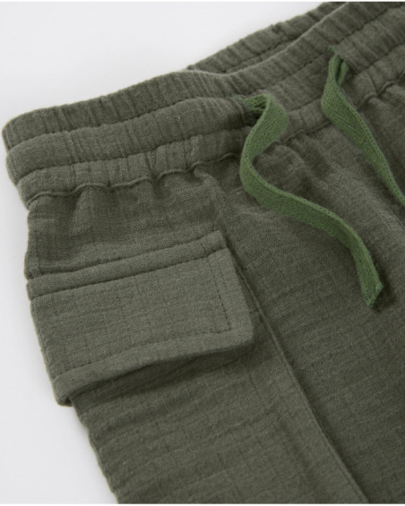 Bermuda garçon en tissu chaîne et trame avec poches latérales