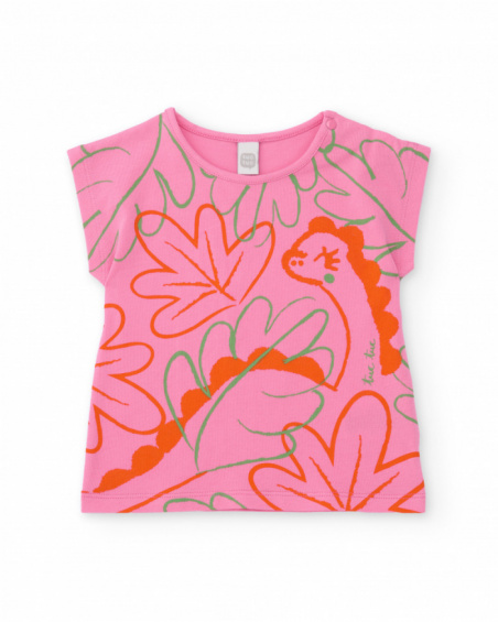 T-shirt en maille pour fille avec dinosaure décoratif