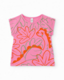 T-shirt en maille pour fille avec dinosaure décoratif