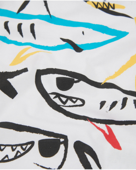 T-shirt en maille pour garçon avec motifs de requins