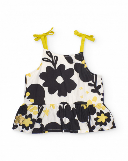 Top pour fille en tissu avec volant en bas