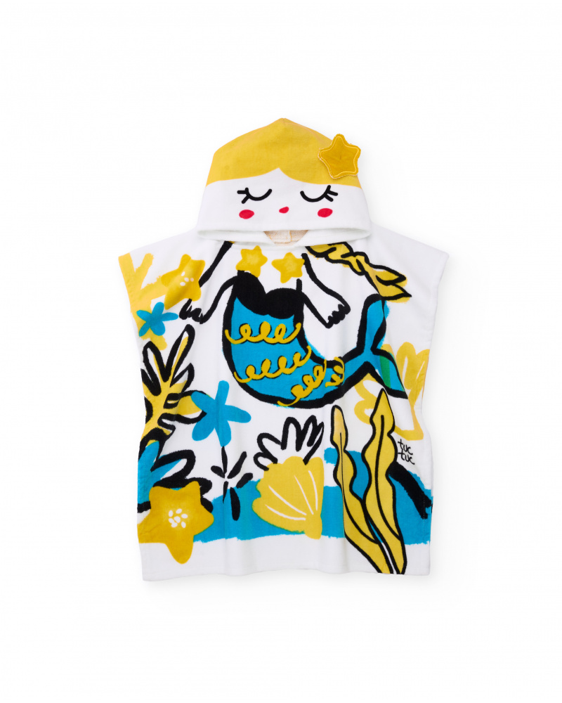 Serviette poncho en maille pour fille avec motif sirène