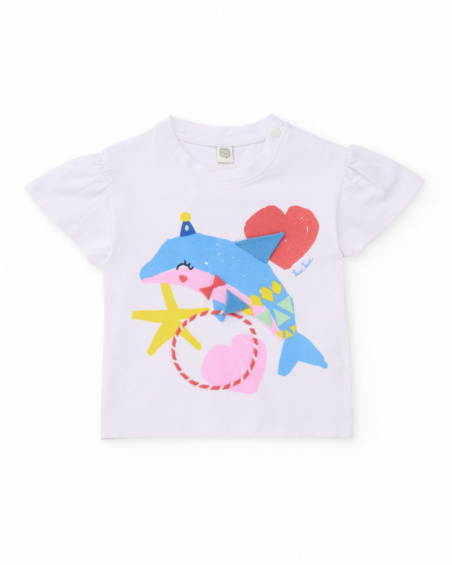 T-shirt en maille pour fille avec manche froncée