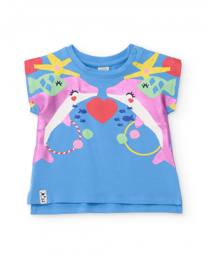 T-shirt en maille pour fille avec grand imprimé sur le devant