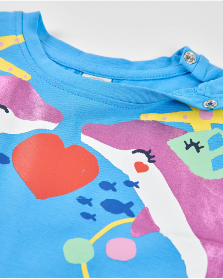 T-shirt en maille pour fille avec grand imprimé sur le devant