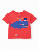 T-shirt garçon en maille avec imprimé baleine