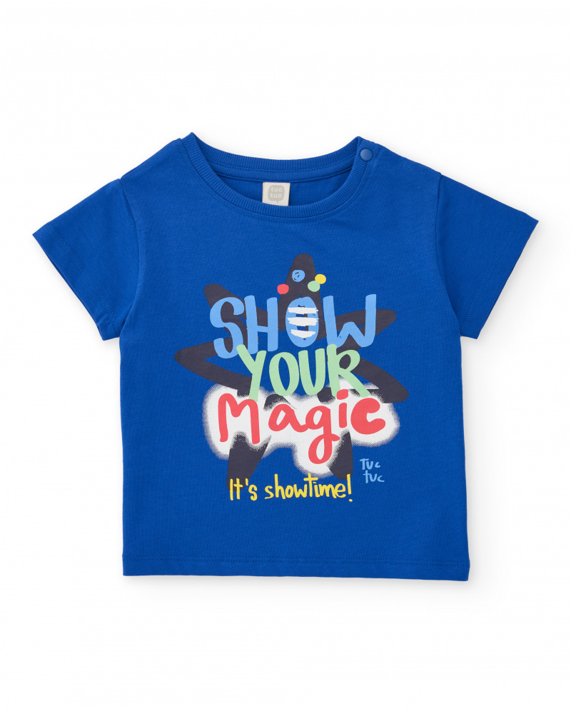 T-shirt garçon en maille avec message sur le devant