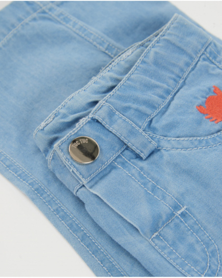 Pantalon garçon en tissu chaîne et trame et denim doux